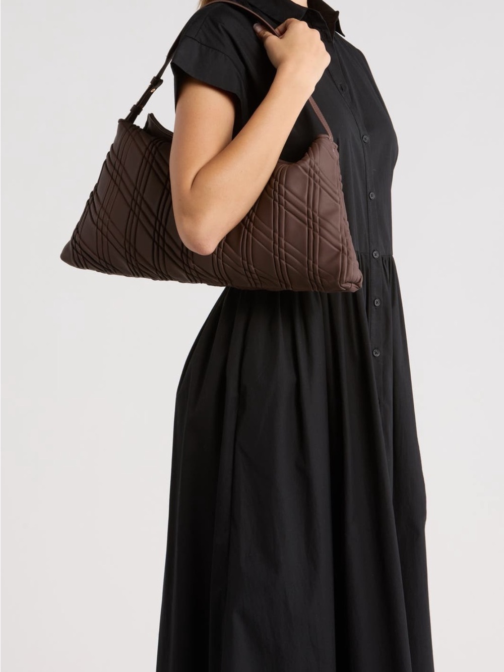 Sam Edelman Quilted Chocolate Brown Shoulder Bag - Picture 2 of 2